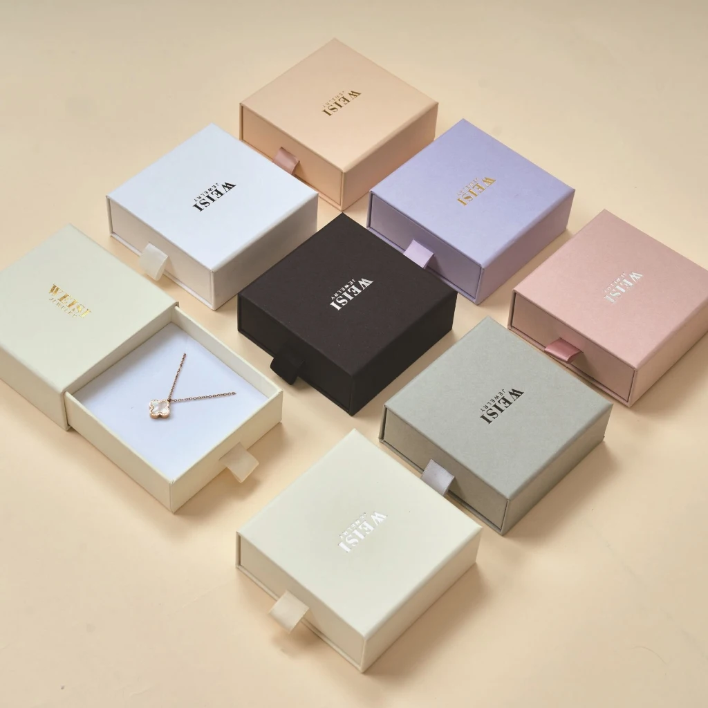 ALEX STREETER 1 PCS  paper drawer jewelry box, sponge necklace ring earring packaging display box