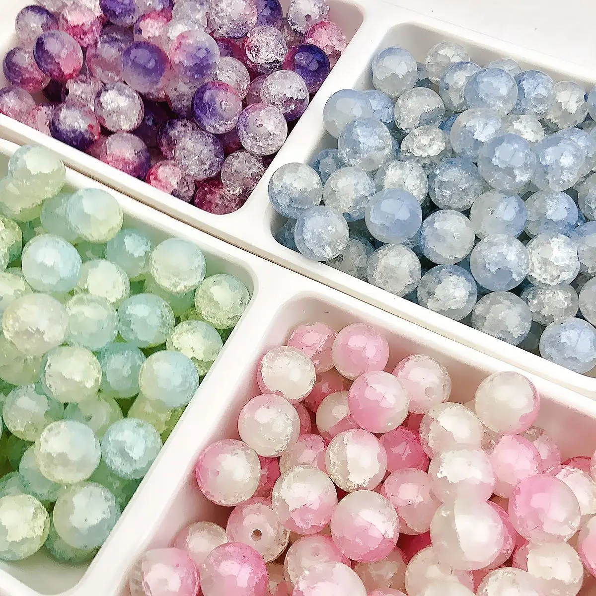 

30 шт. 10 мм глянцевые бусины с эффектом ледяного кракле, разноцветные бусины с эффектом снежных трещин для изготовления украшений, браслетов и ожерелий своими руками