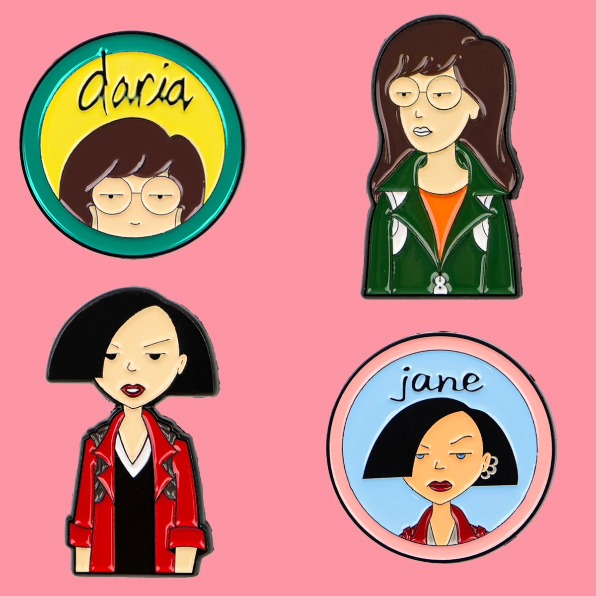 4pcs/Set Cartoon Girls Enamel Pin Sarcastic Animation Brooches Bag Lapel Pins Badges on Backpack Accessories Jewelry Friend Gift