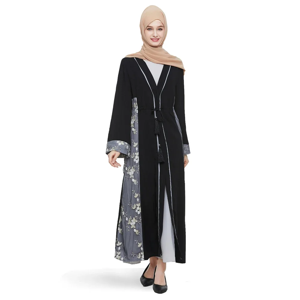 Dubai abaya robe femme quimono cardigan bordado vestido muçulmano feminino kaftans caftan marocain turco islam roupas eid al-adha