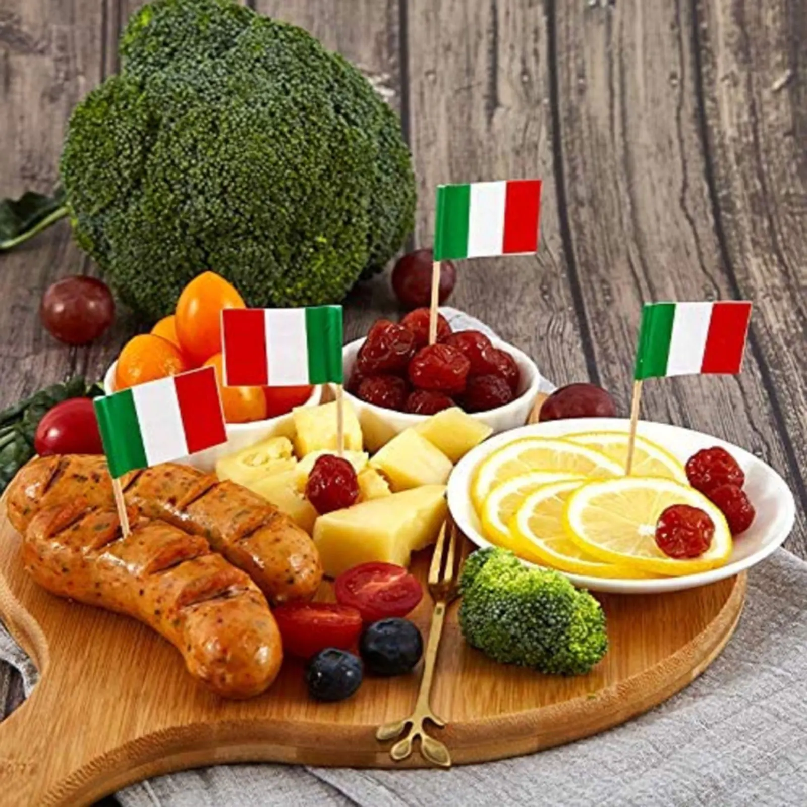 100Pcs Small Italy Toothpick Flag Creative Italian Cupcake Toppers Stick Banners for World Sports Party Supplies