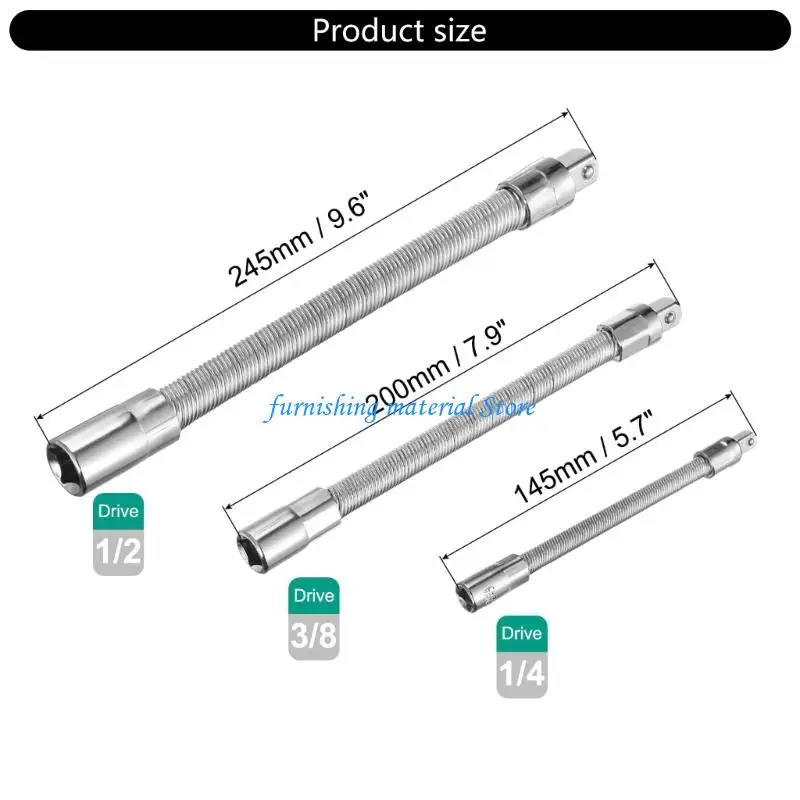 Y5GD 3Pcs Delicate Socket Wrench Extension High Torques  Metal Hand Tool Accessories