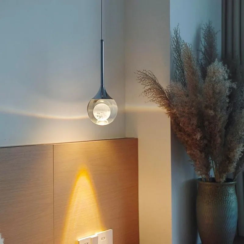 

Modern Simple Master Bedroom Bedside Pendant Lights Luxury Dining Room Decoration Lamps Design Sense Crystal Super Small Light
