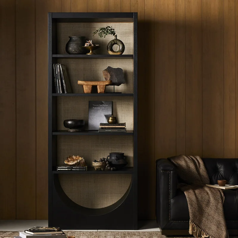 Italian light luxury bookcase minimalist modern minimalist locker bookshelf living room French home display cabinet solid wood