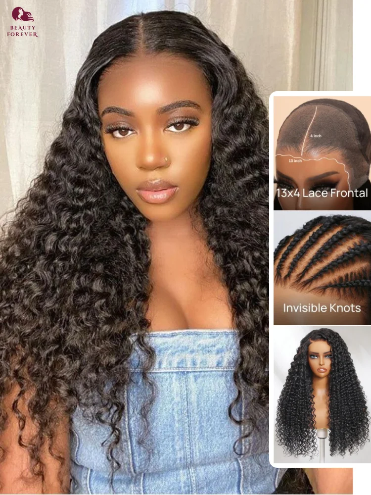 Beauty Forever Deep Wave Glueless Wig Human Hair Ready to Wear 13x4 Lace Front Wig HD Lace Deep Curly Human Hair Wigs for Women