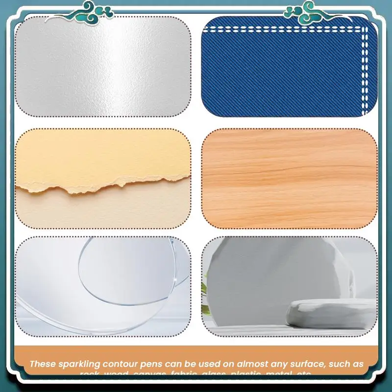 سهلة الاستخدام علامات لامعة Doodle Outline Dazzles: 24 لونًا معدنيًا بخط مزدوج مجموعة أقلام لامعة Super Squiggles Dazz