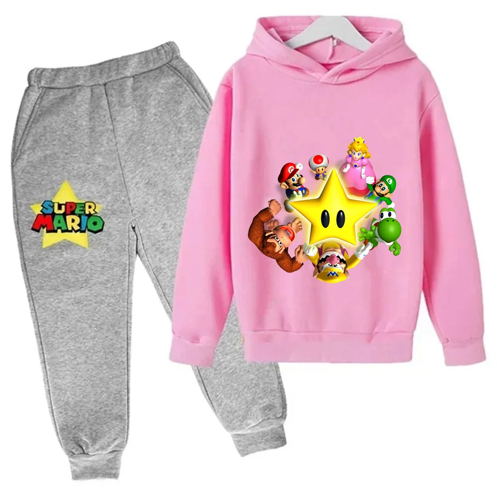 

Детская толстовка с капюшоном Mario для мальчиков и девочек, модная удобная повседневная детская милая толстовка с капюшоном с принтом аниме, весна-осень 2025 г., хит продаж