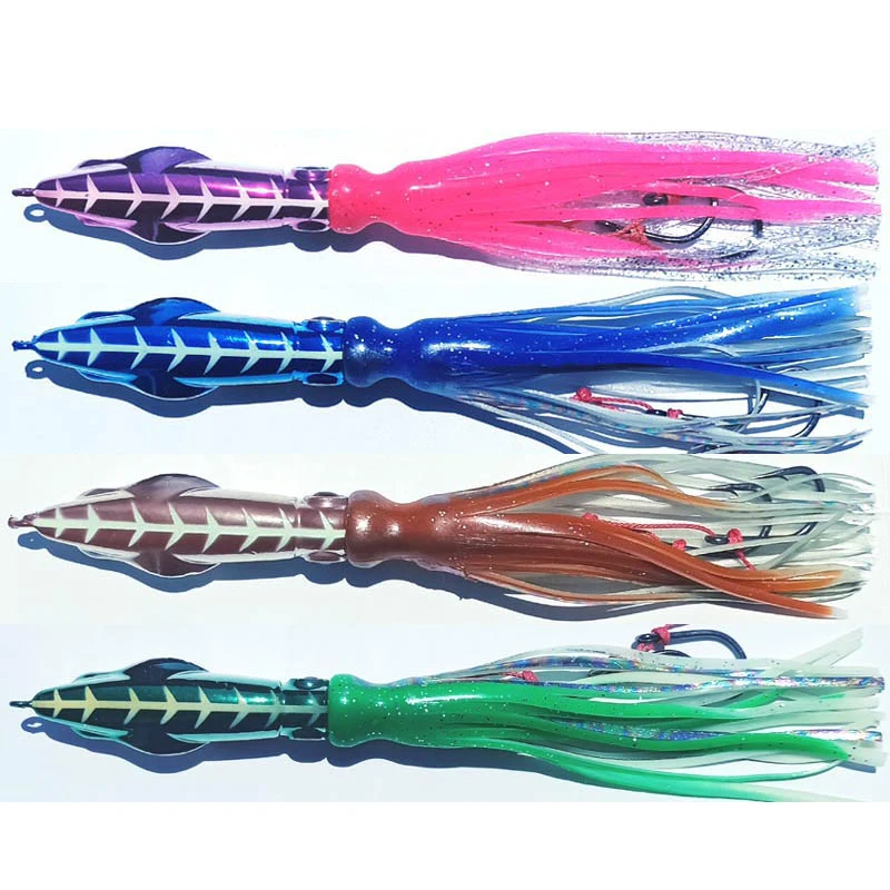 1pc 60g100g120g150g200g Metal Head Octopus Skirt Jig Kingfish Snapper Grouper Lure Slow Jigging Lure Artifial Fishing Bait