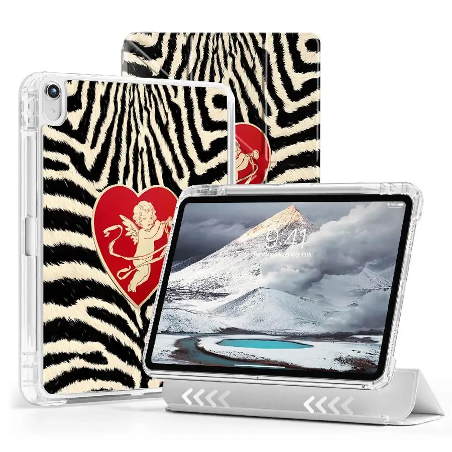 Zebra Angel Tablet Case For iPad Air 4 5 M3 M2 M4 11inch 11th 10th 9th 8th 7th 12.9inch Mini 6 7 Pro 2025 Holder Cover Y-Fold