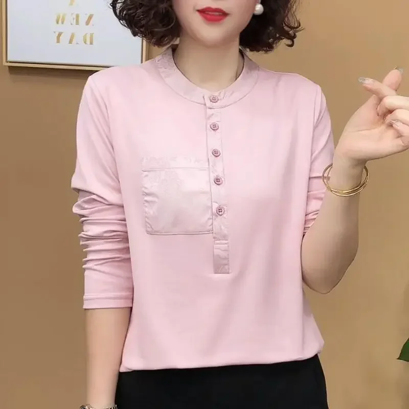 Base Versatile and Short Shirts for Women Spring and Autumn Fashionable Long-sleeved