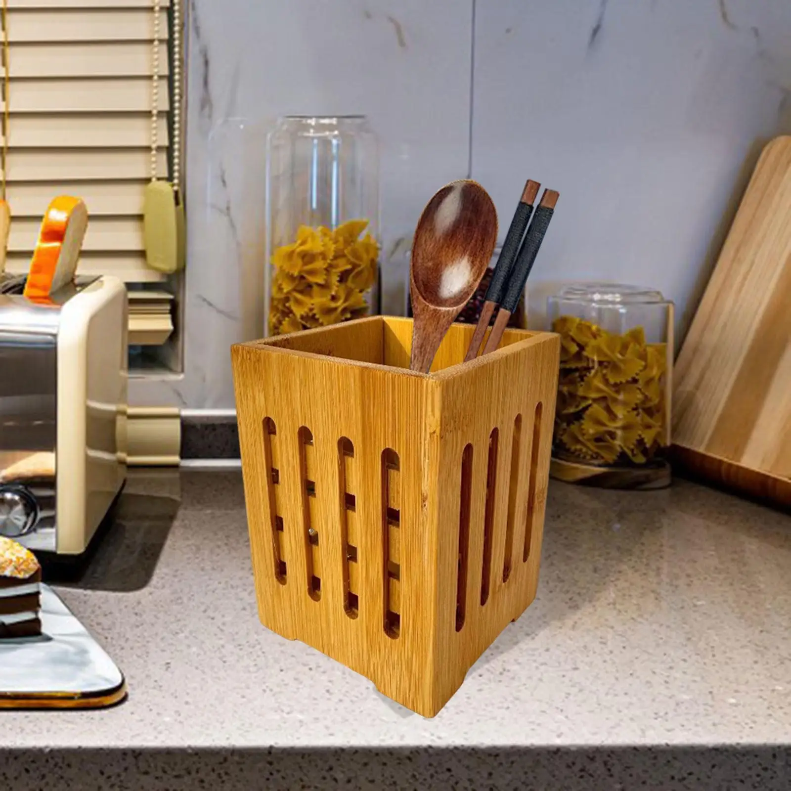 Bamboo Chopsticks Holder,Chopsticks Drying Rack,Utensil Flatware,Large Capacity,Storage Organizer Drainer Rack Cutlery Holder