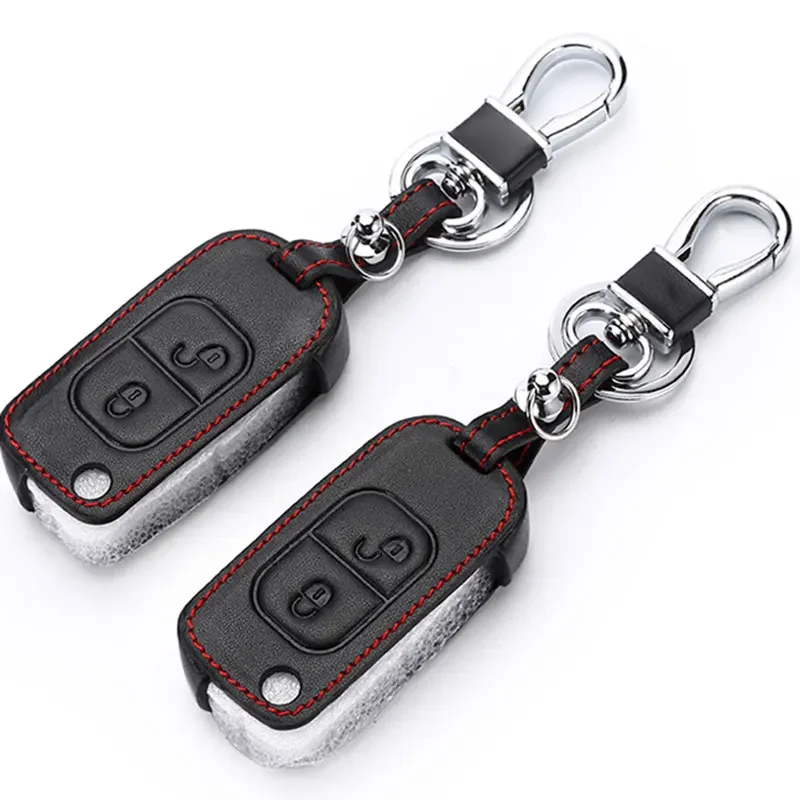 Genuine Leather Car Remote Key Shell Key Case Cover for Mercedes Benz Class W205 E Class W212 A B S GLC GLA GLK Car Accessories