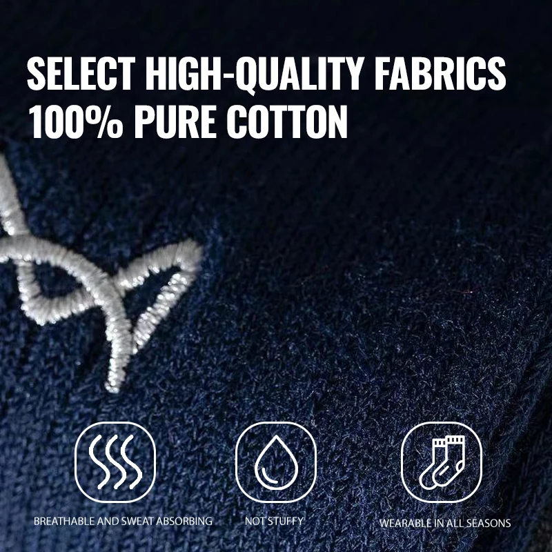 MiiOW 100% Pure Cotton Socks Men Business Dress Long Sock Black White Antibacterial Anti Odor Crew Socks Breathable Sport Sock