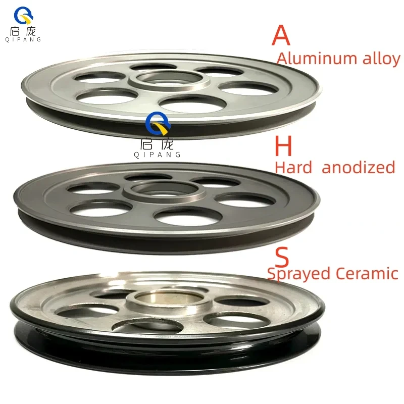 QIPANG OD350mm Textile Machinery And Accessories Aluminum Hard Oxidaztion Dance Drum Pulley System Guiding Wire Pulley