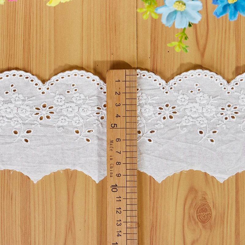 Cotton Embroidered White Flower Lace Fabric, Wide Sewing DIY Trim, Wedding Applique Ribbon, Collar Cloth, Guipure Decor, Hot