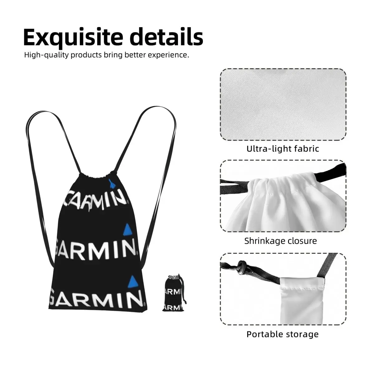 GARMIN Drawstring Backpack hiking cycling Bag Portable Travel Drawstring Bag for Men Women