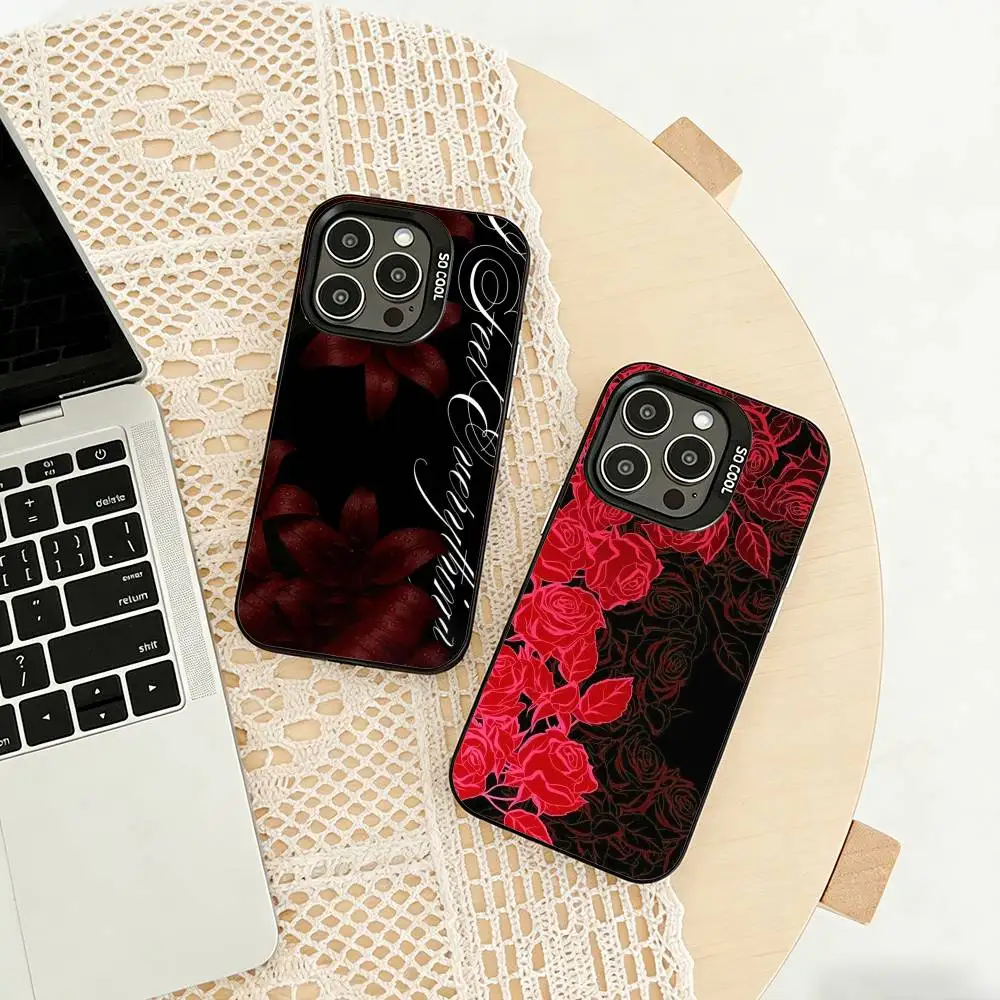 

g-Gothic Rose-e Phone Case For iPhone 17,16,15,14,13,12,11 Plus,Pro Max,XS,Colored silver phone case