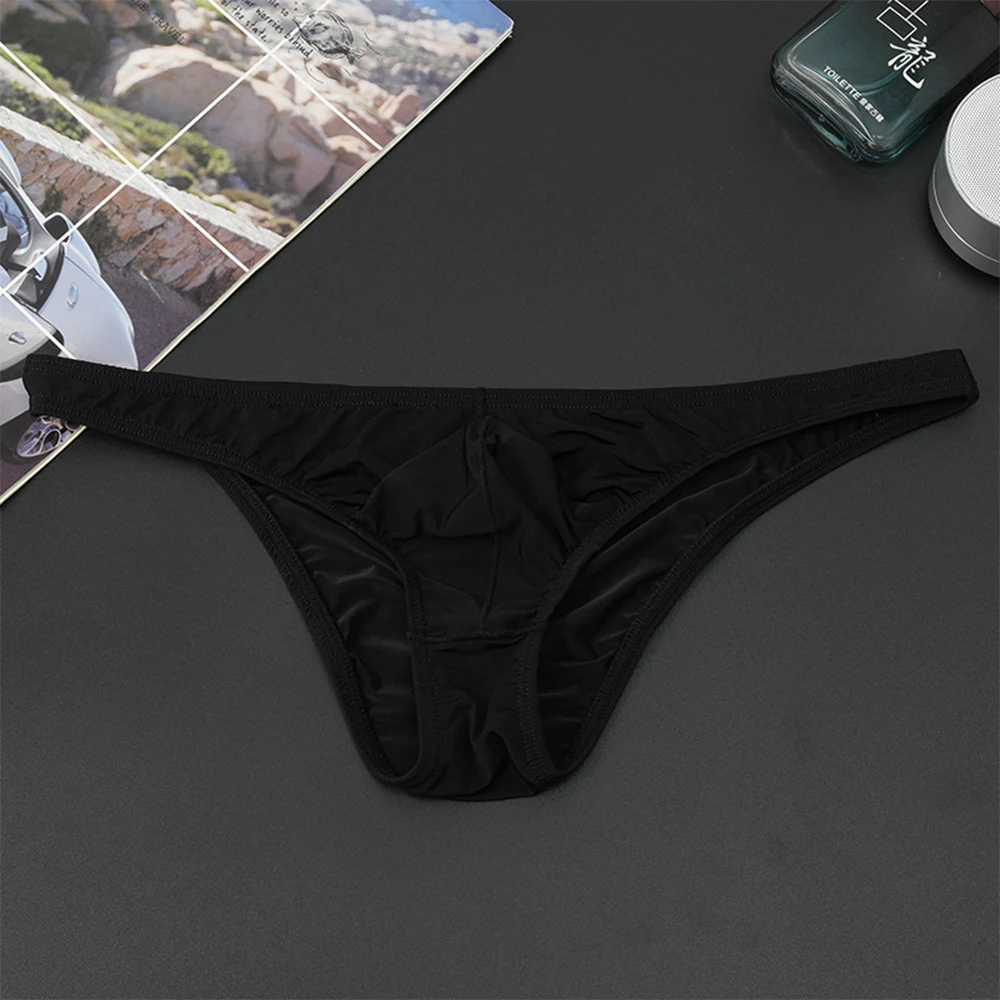 

Sexy Mens Ice Silk Briefs Low-rise Panties See Through Lingerie Gay Sissy Bulge Pouch Underwear Breathable Underpants Knickers