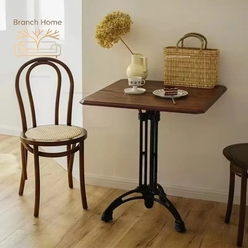 Mid Century Rattan Chair,French Style Solid Wood Dining,Thonet Type Cane Back Chair,Vintage Woven Seat for Kitchen Cafe Home