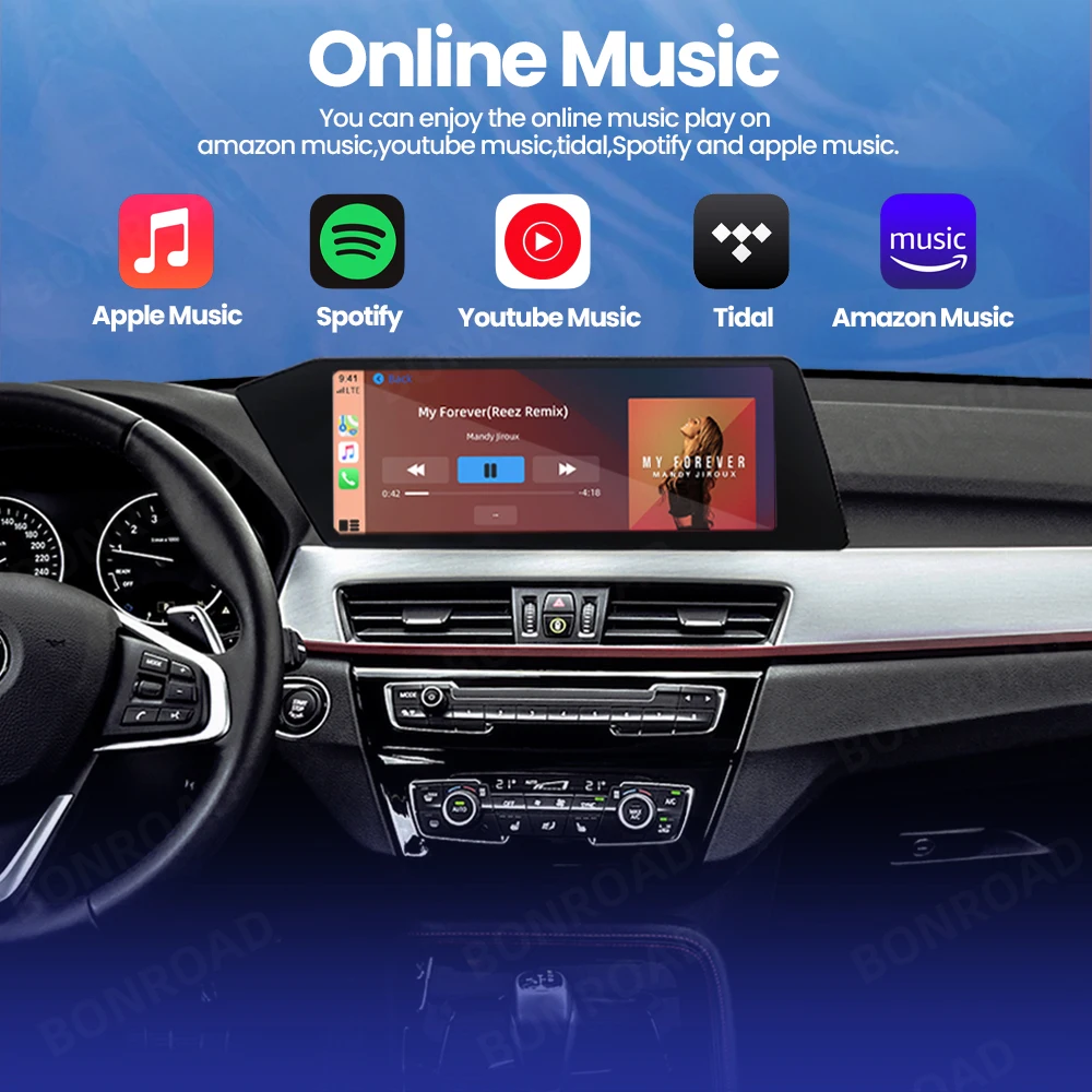 Reproductor Multimedia para coche BONROAD de 12,3 pulgadas, inalámbrico, CarPlay, Radio Blade, pantalla táctil, Android, para BMW X1 F48 2015-2020, sistema NBT EVO, pantalla de navegación 8