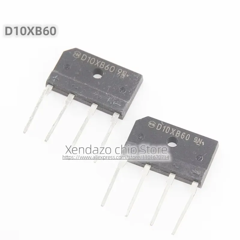 5pcs/lot D10XB60 10A/600V ZIP-4 package Original genuine Flat bridge rectifier bridge reactor