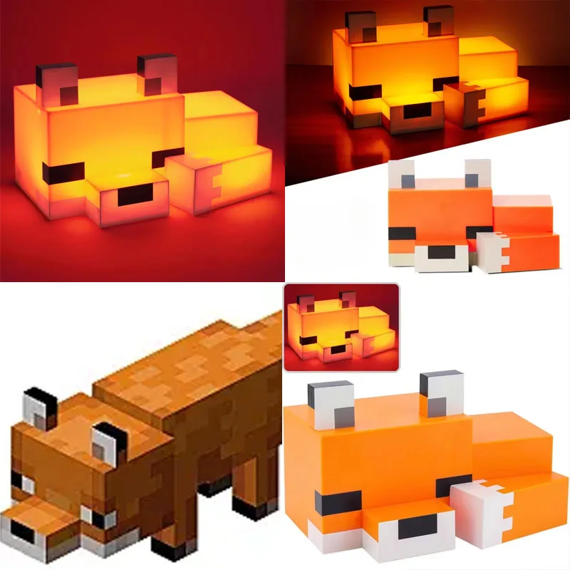 Новинка! Милый ночник в виде лисы из Minecraft с мягким оранжевым светом – декоративная настольная лампа для игровой комнаты и спальни подростка, отличный подарок.
