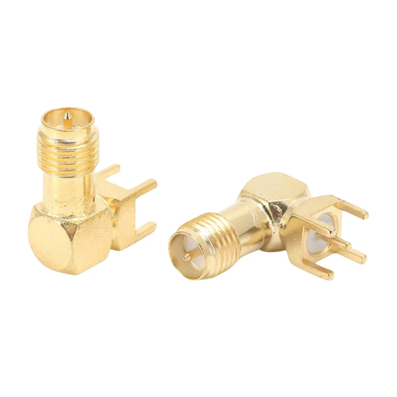 5 Stück SMA-KWE RP-SMA Buchse 4-polig SMA Lötanschluss für Leiterplattenmontage Rechtwinkliger HF-Koaxialadapter – Detail 4