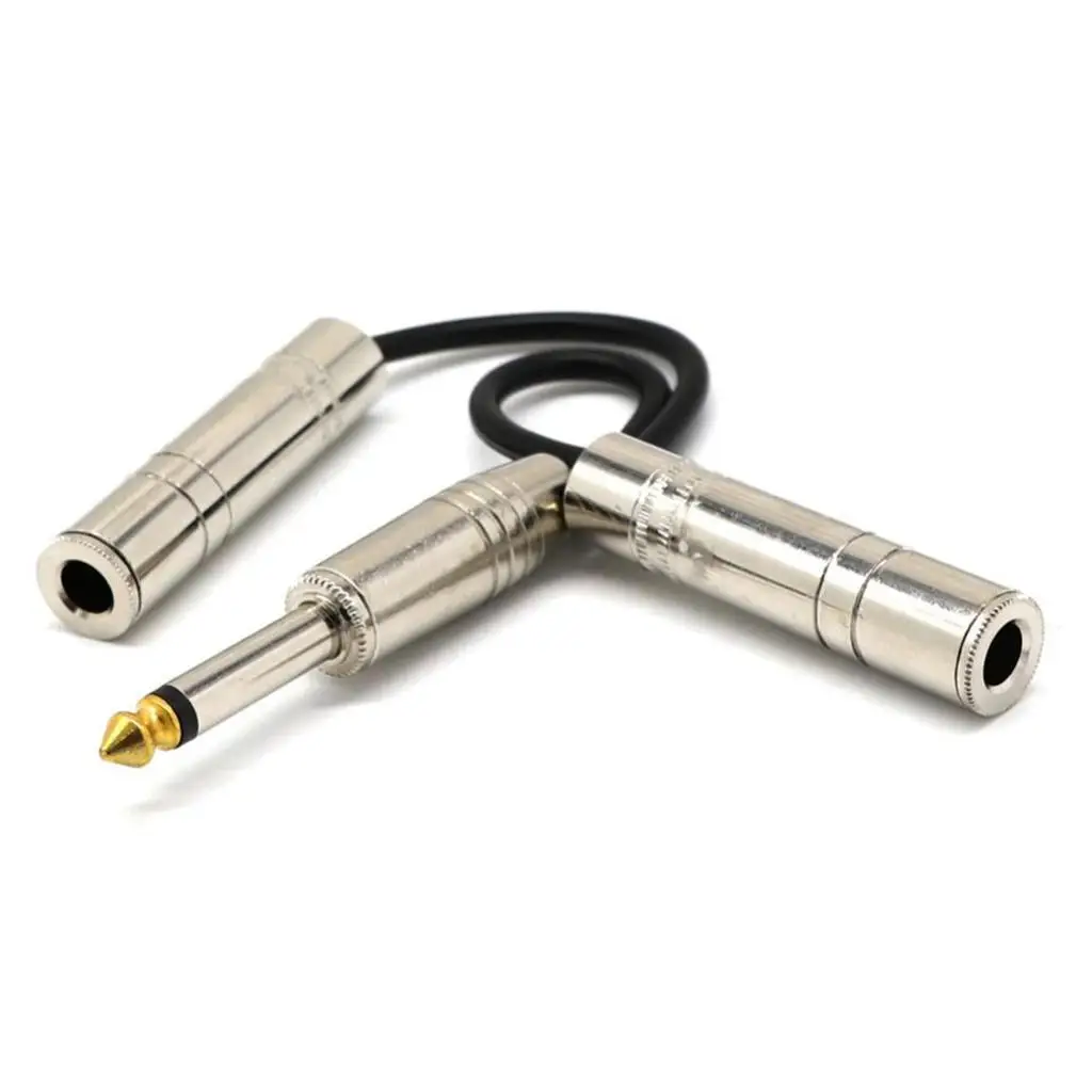 Stereo Jack Audio Cable 1 4 Inch Male to Dual Mono 1 4 Inch Female Splitter Short 0.2m Shielded for Mixer and Headphone Amp