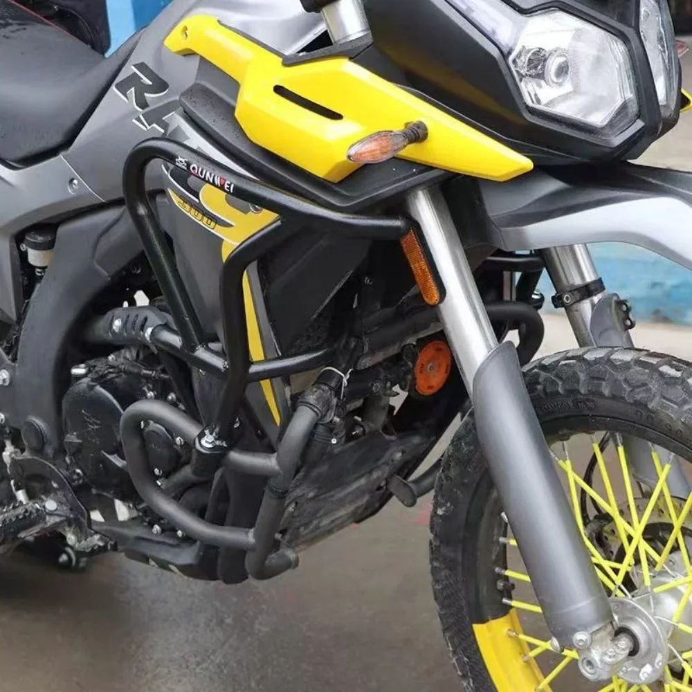 For VOGE 300GY Rally-specific modification accessories, including front bumper guard, rear guard, and pull bar reinforcement.