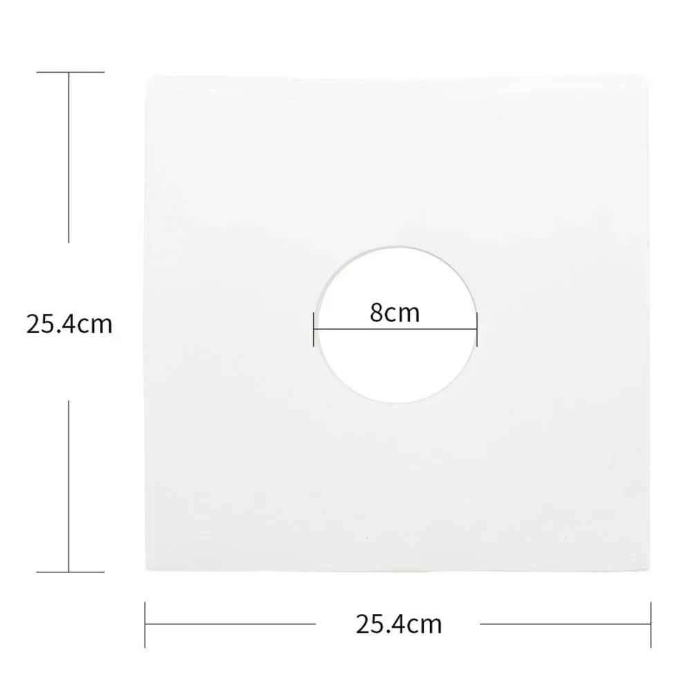 20PCS 7/10/12 Inch Vinyl Record Inner Sleeves Anti-static White Kraft Paper Record Inner Bag Protectors Rounded Corne With Hole