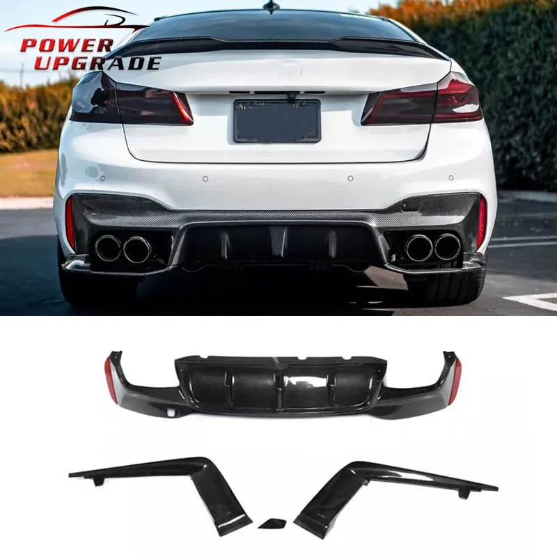 

3D Style Dry Carbon Fiber Rear Lip Bumper Diffuser With LED Light for BMW F90 M5 G30 540i 535 530 550