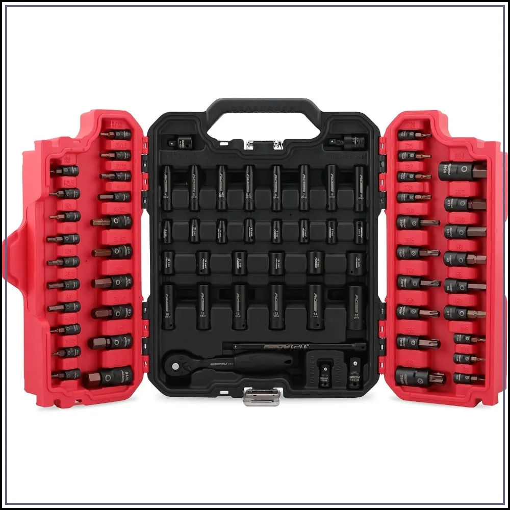 73-Piece Hex Torx Bit Impact Socket Set, SAE/Metric Deep & S