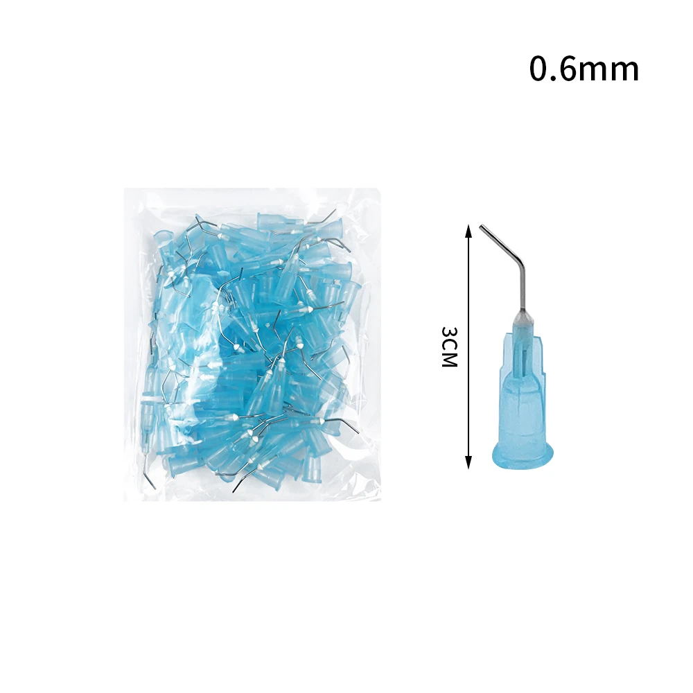Jarum Sekali Pakai Gigi Ujung Melengkung 100 Buah/Pak Jarum Perekat Reagen Asam Resin Komposit Etsa Sealant Aliran Gigi