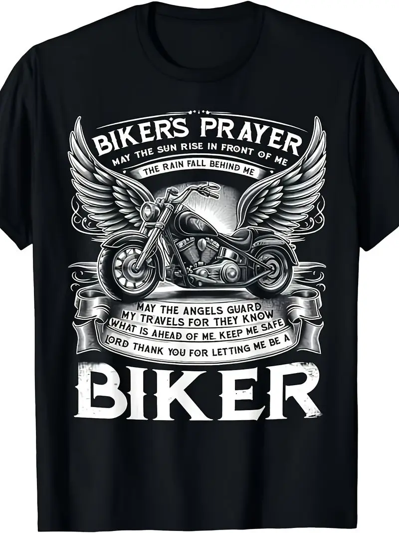 Vintage Motorcycle Rider Prayer T-Shirt Similar Design For Both Men And Unisex Summer Short Sleeve Crew Neck Printed Tee Gift