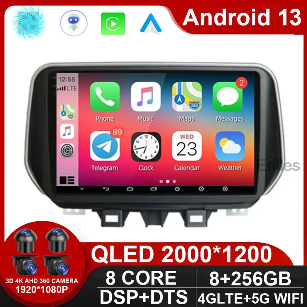 

Car Radio Android 13 For Hyundai Tucson IX35 2018 - 2021 Multimedia Player Stereo Navigation GPS WIFI RDS Carplay Auto Screen