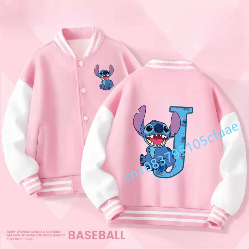Mode Anime Manga Cartoons Mädchen Junge Kinder Casual Äußere Jacke Disney Kawaii Kinder Stich Brief ABC Stich Baseball Uniform
