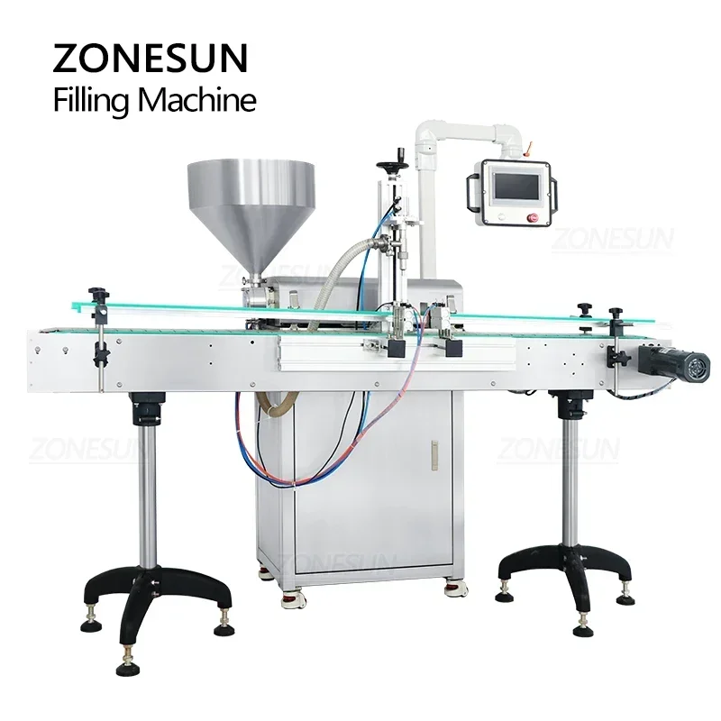เครื่องบรรจุแบบปั๊มโรเตอร์เซอร์โวมอเตอร์ ZONESUN รุ่น ZS-VTRP1A สำหรับของเหลวข้นหนืด เช่น ครีม น้ำผึ้ง ซอสมะเขือเทศ ซอสพริก สายการบรรจุภัณฑ์