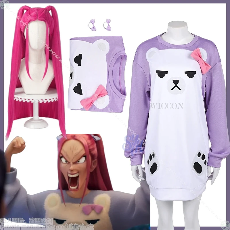 

Mira Kpop Demon Huntrix Косплей Аниме Костюм Kawaii Сиреневый Медведь Пижамы Милый Милый Толстовка С Длинными Рукавами Прекрасный Хэллоуин Cos