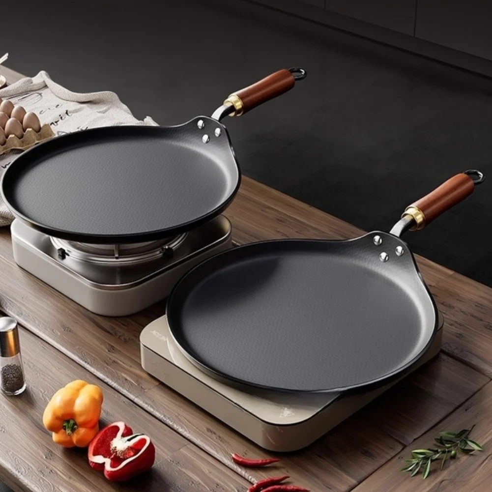 Induction Wok Nitrided Frying Pan For High Heat Searing Temperature Retention Even Heat Distribution Flat Bottom Design