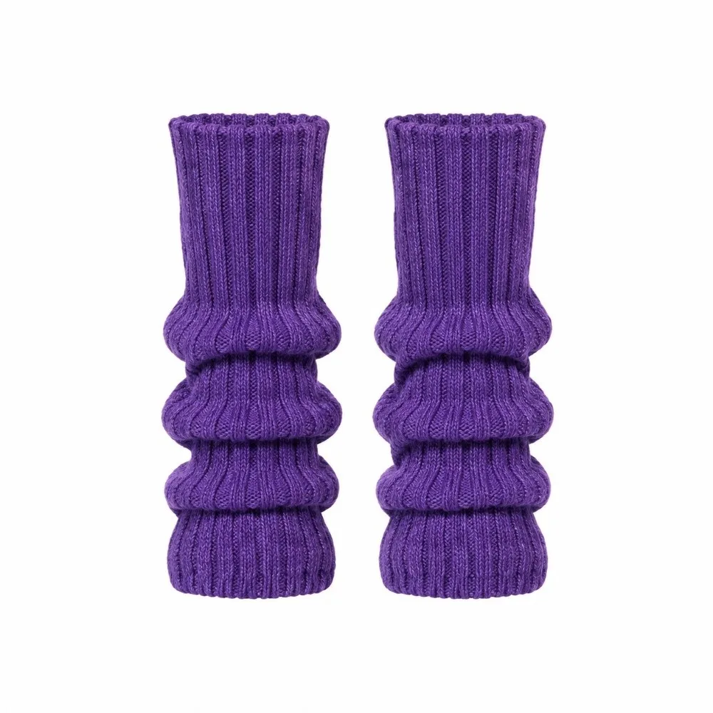 1 Pair Sweet Solid Color Knit Leg Warmers Keep Warm Windproof Ribbed Leg Warmers Elastic Boot Cuffs Kids Girls