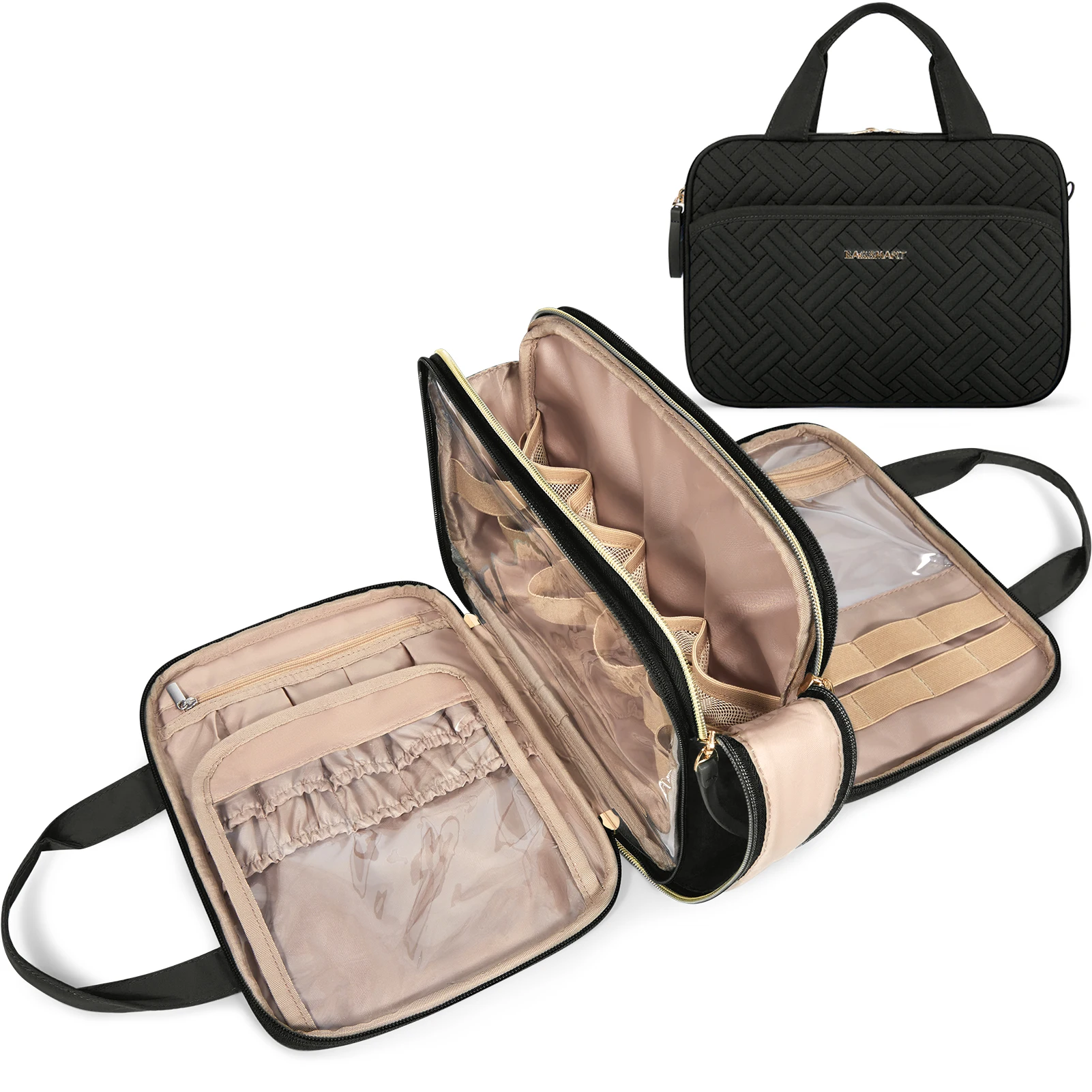 BAGSMART Cosmetic Bags for Women Travel organizzatori di articoli da toeletta multistrato impermeabili per pennelli da toeletta di dimensioni