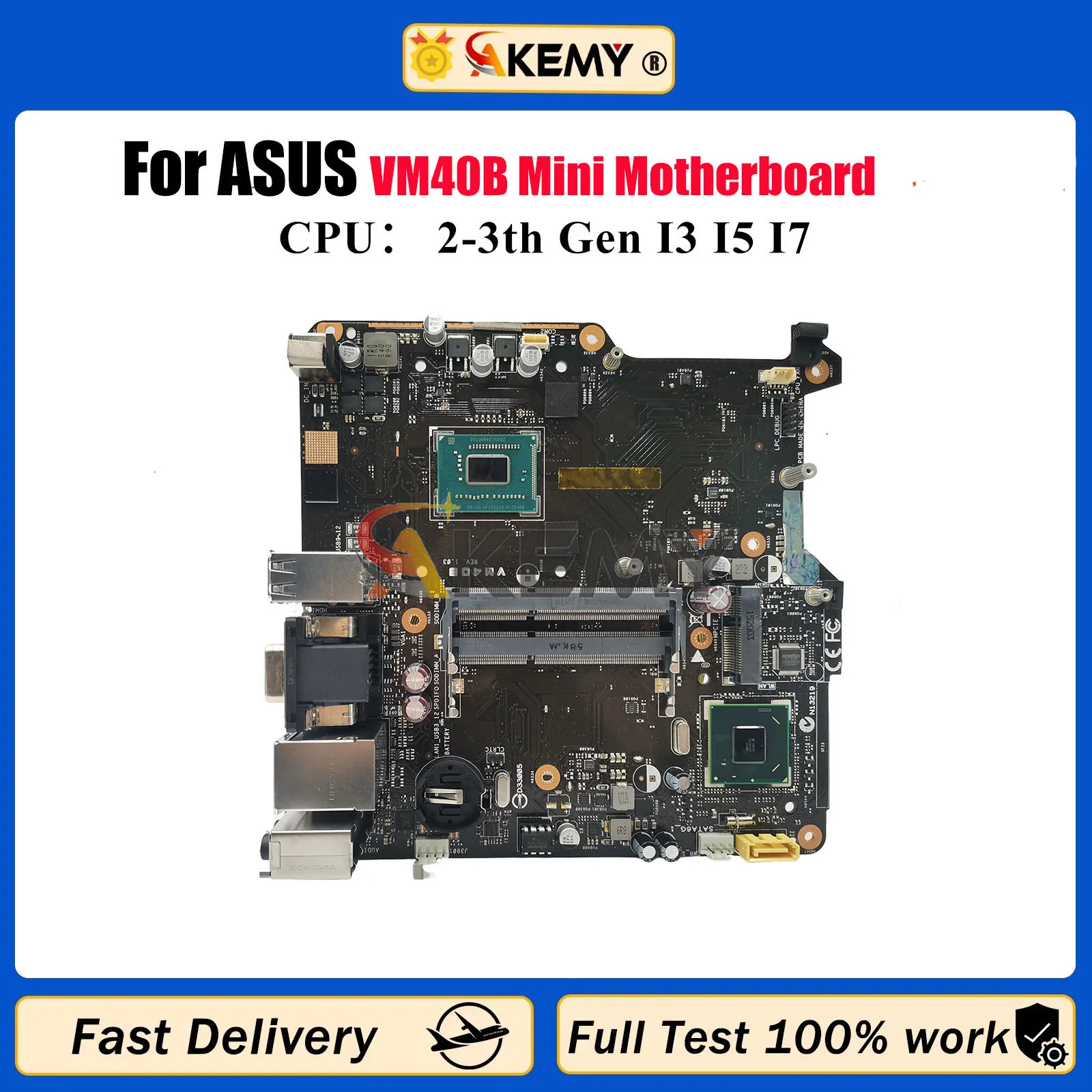 

VM40B Laptop Motherboard For ASUS VivoMini VM40 VM40B Notebook Mainboard With I3 I5 I7 CPU 100% tests OK fast shipping stk
