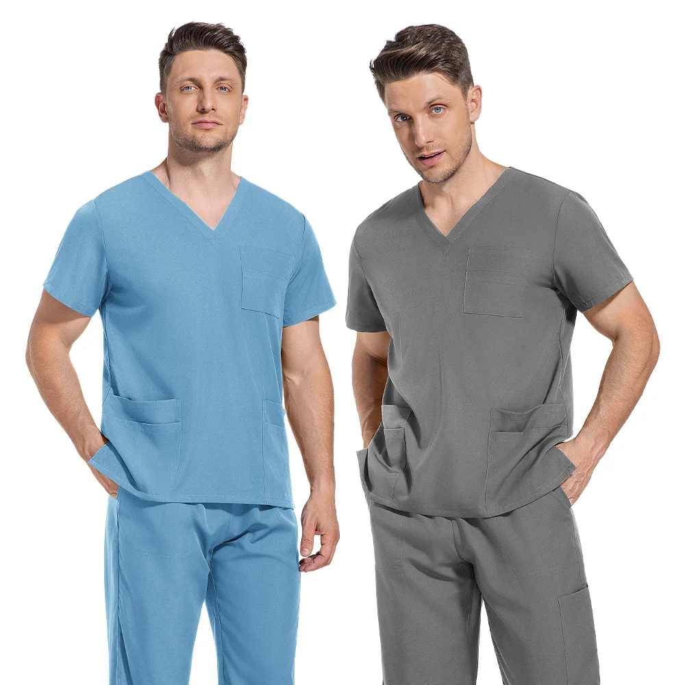 2025 ใหม่เครื่องแบบพยาบาล V คอตรงกางเกงกว้างชุดขัดผ่าตัด Workwear ทันตแพทย์ชุดพยาบาลโรงพยาบาลหมอชุด