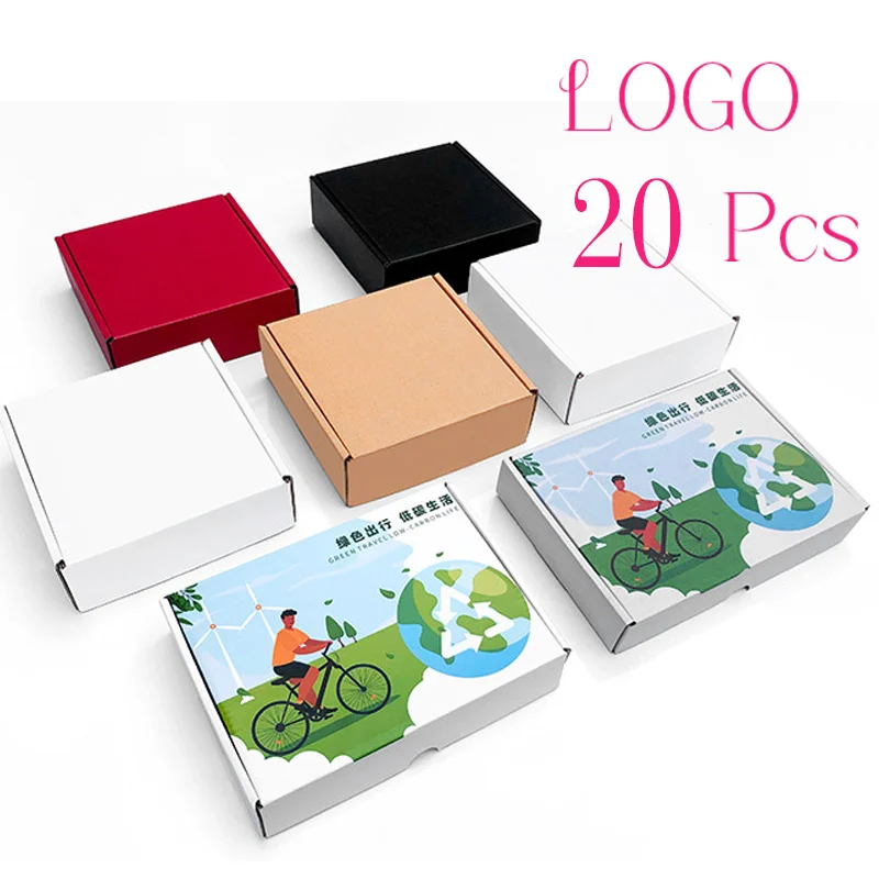 

Подарочные коробки из картона с индивидуальным логотипом, 20 шт., для косметики, одежды, обуви, париков, почтовых отправлений