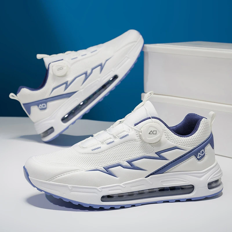 

Mens Sports Shoes 2025 New Breathable Mesh Button Rotation Design Simple Fashion Autumn Outdoor Leisure Running Shoes Men