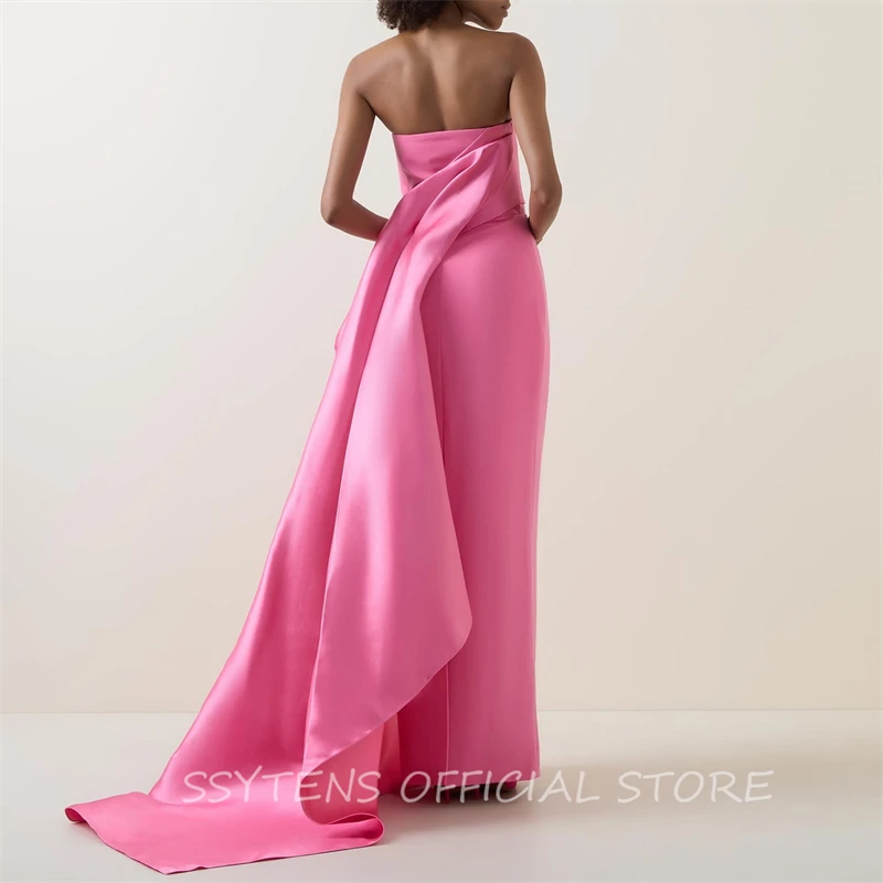 Elegant Strapless Pink Prom Dresses Customized Floor Length Formal Dress Party Gown Special Event Sleeveless Birthday Gowns