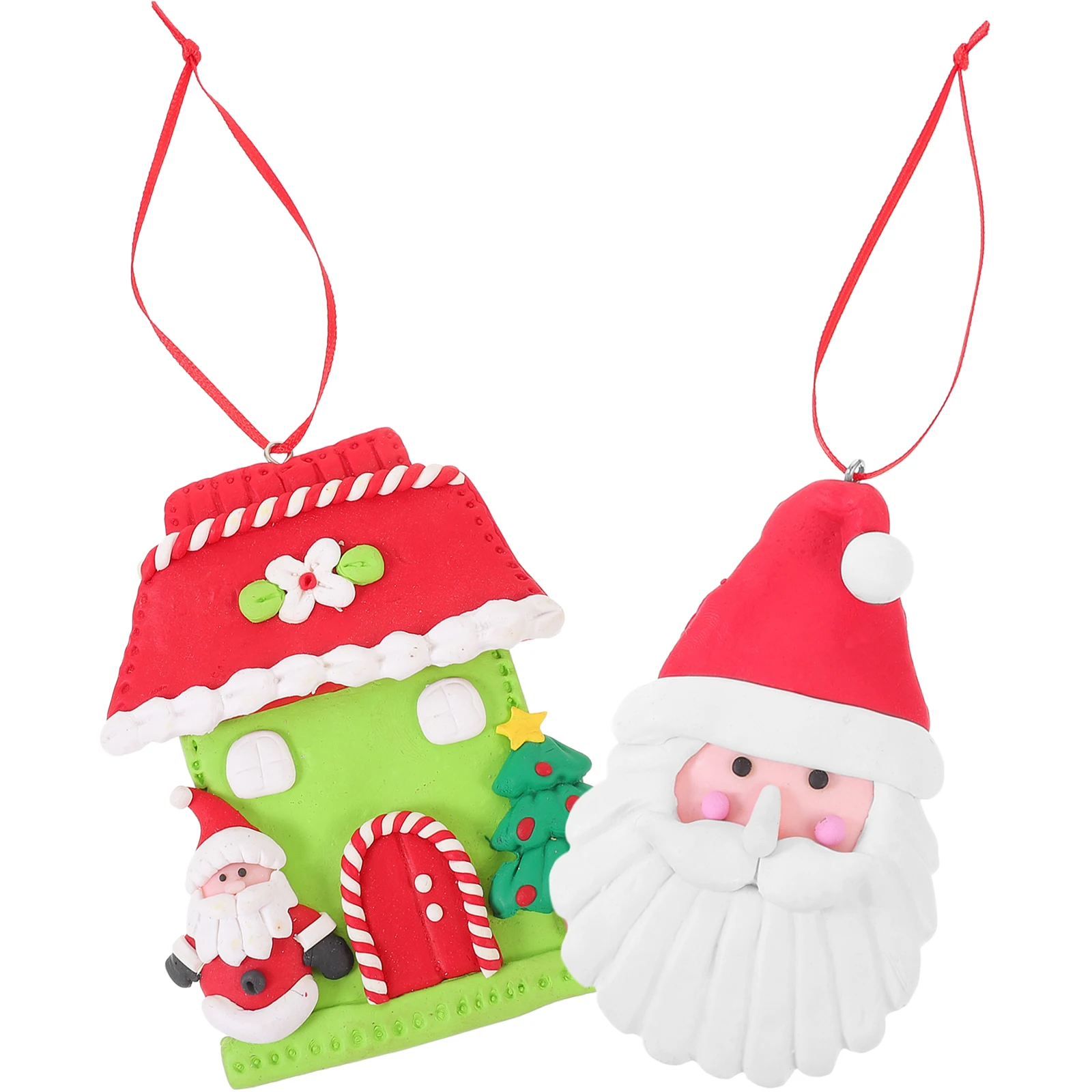 

2Pcs Christmas Tree Decorations Cute Santa Head Xmas Hanging Ornaments Lightweight Xmas Party Decor Christmas Decorations