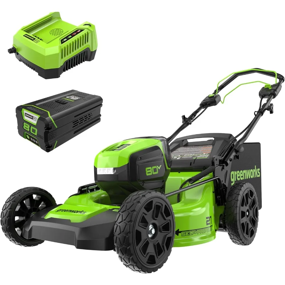 

Pro 21-Inch 80V Self-Propelled Cordless Lawn Mower, 5Ah Battery Included MO80L510 , Black, Green