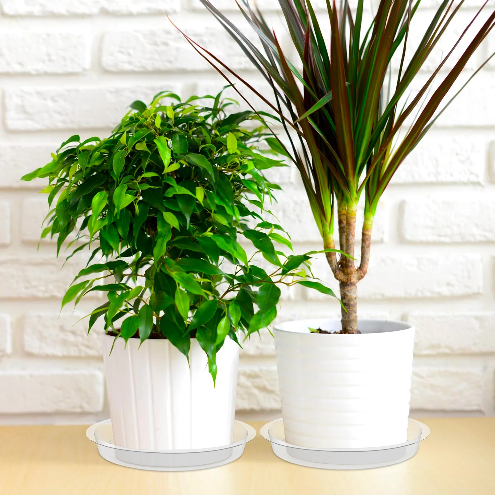 20Pcs Plant Saucers 8inch Indoor Clear Plant Drip Tray Reusable Durable Lightweight Plastic Flower Pot Tray for Outdoor Garden