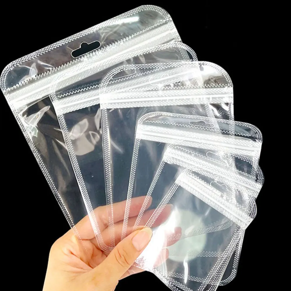 50 sztuk/partia zagęścić plastikowe torby przezroczyste woreczki z zamkiem błyskawicznym dla majsterkowiczów biżuteria pakiet detaliczny wiszące torby zamykane woreczki do przechowywania